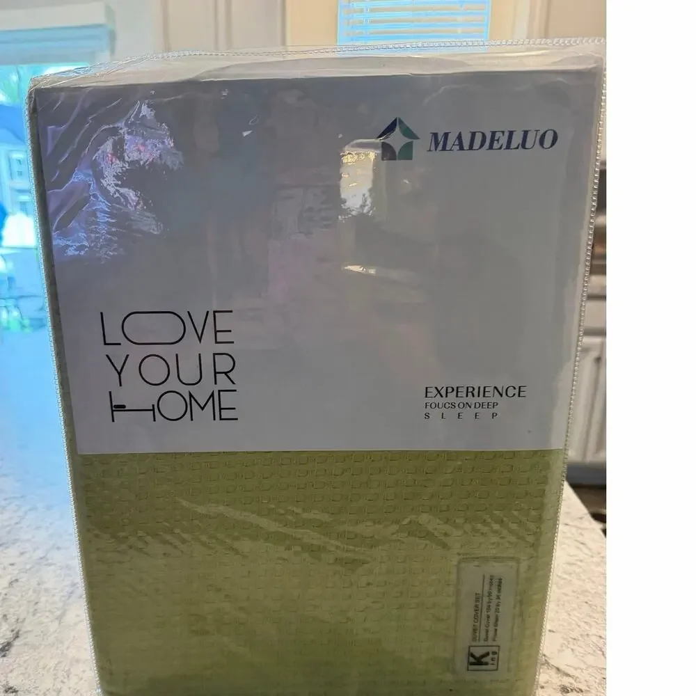 Madeluo Waffle Duvet Cover Set - King - Green